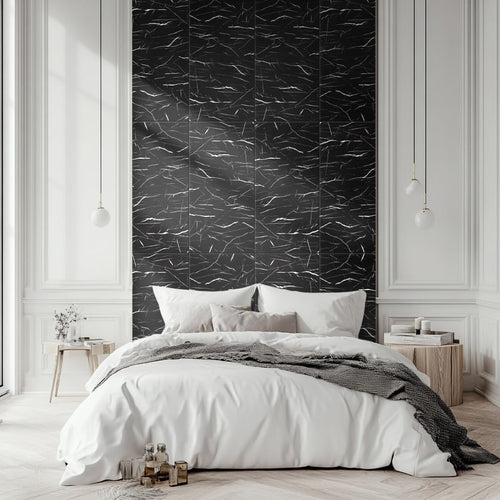 LoXus PVC Wandpaneel in Marmoroptik 120x60cm, Küchenrückwand und Spritzschutz,Wasserfest und Hitzebeständig-Wandverkleidung für Küche,Bad und Dusche-und wohnzimmer wandpaneele- Nero Marquina,1XPanels