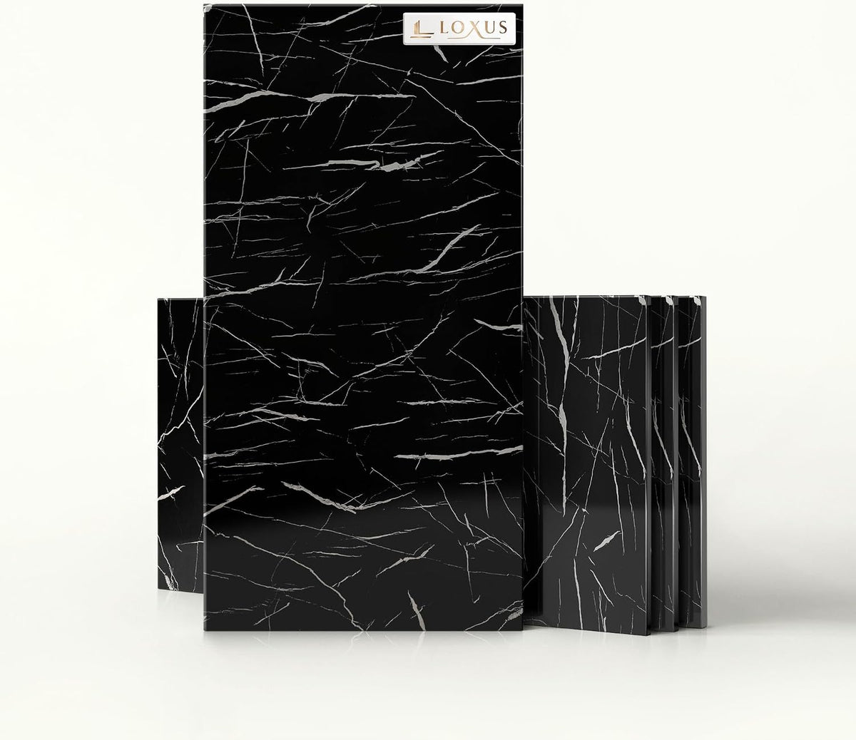 LoXus PVC Wandpaneele 120x60 cm, 4er Set – Marmoroptik, Küchenrückwand & Spritzschutz, wasserfest & hitzebeständig