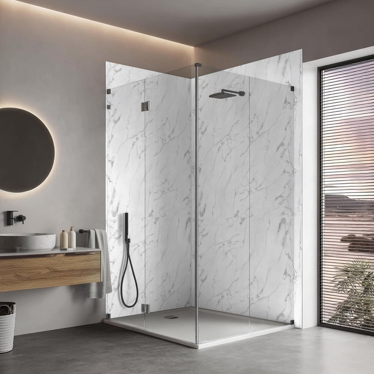LoXus PVC Wandpaneele 120x60 cm, 4er Set – Marmoroptik, Küchenrückwand & Spritzschutz, wasserfest & hitzebeständig