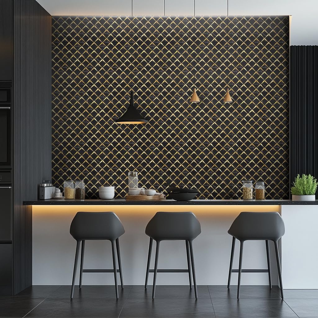 LoXus Mosaikfliesen Sechseck 29x25 cm, 10er Set – Selbstklebende 3D Fliesenaufkleber in Steinoptik, wasserfest für Küche, Bad & Spritzschutz