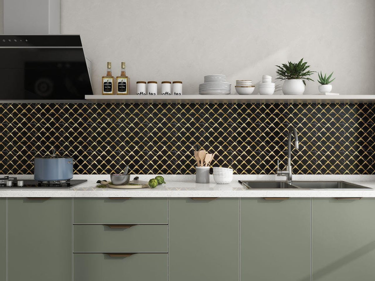 LoXus Mosaikfliesen Sechseck 29x25 cm, 10er Set – Selbstklebende 3D Fliesenaufkleber in Steinoptik, wasserfest für Küche, Bad & Spritzschutz