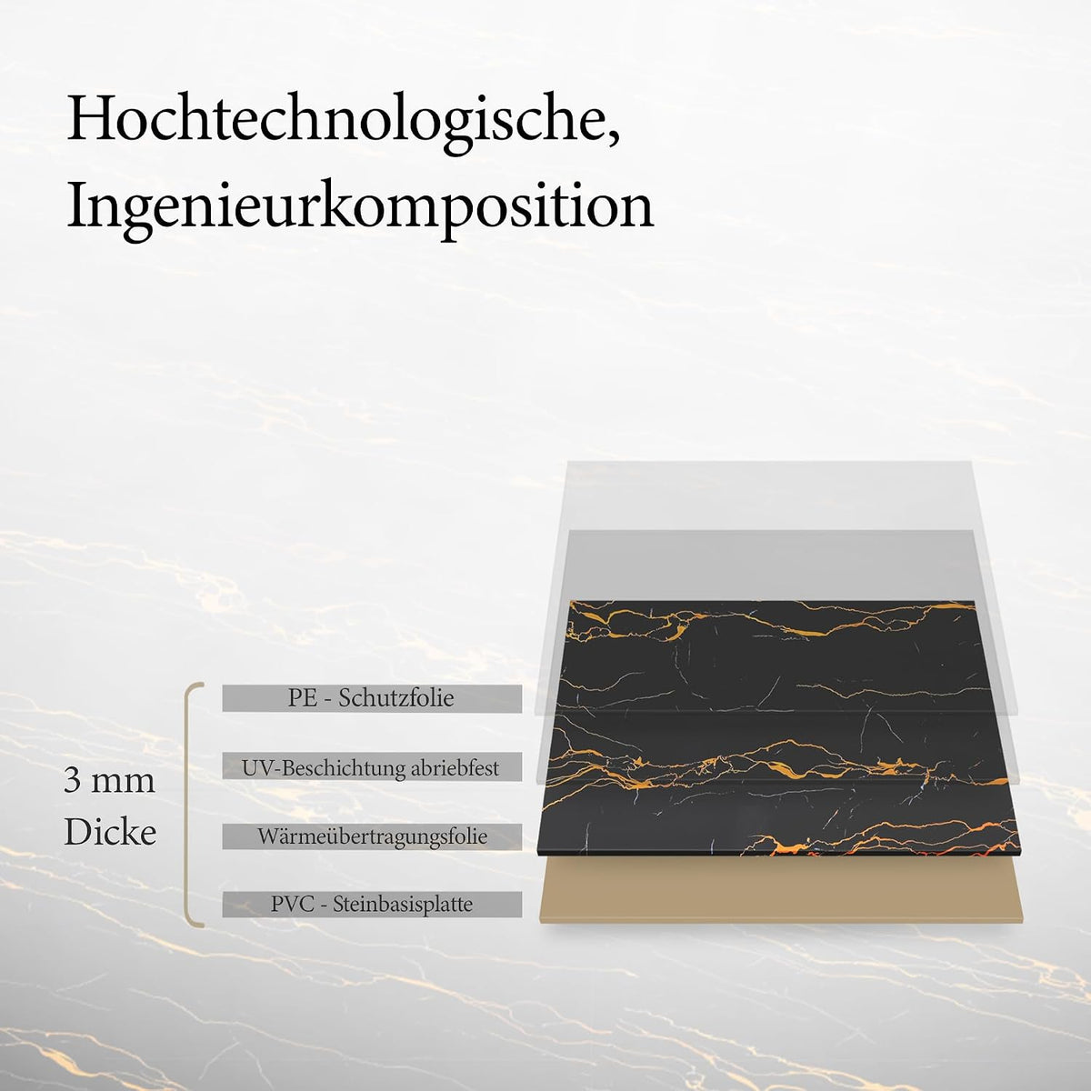 LoXus PVC Wandpaneel 120x60 cm–Marmoroptik,Küchenrückwand & Spritzschutz, wasserfest & hitzebeständig, 1 Panel