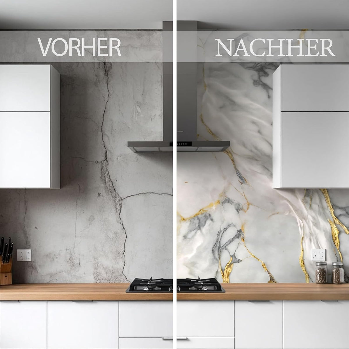PVC Wandpaneele–Marmoroptik–120x120 cm –Küchenrückwand–Spritzschutz – wasserfest–hitzebeständig–Küche–Bad–Dusche