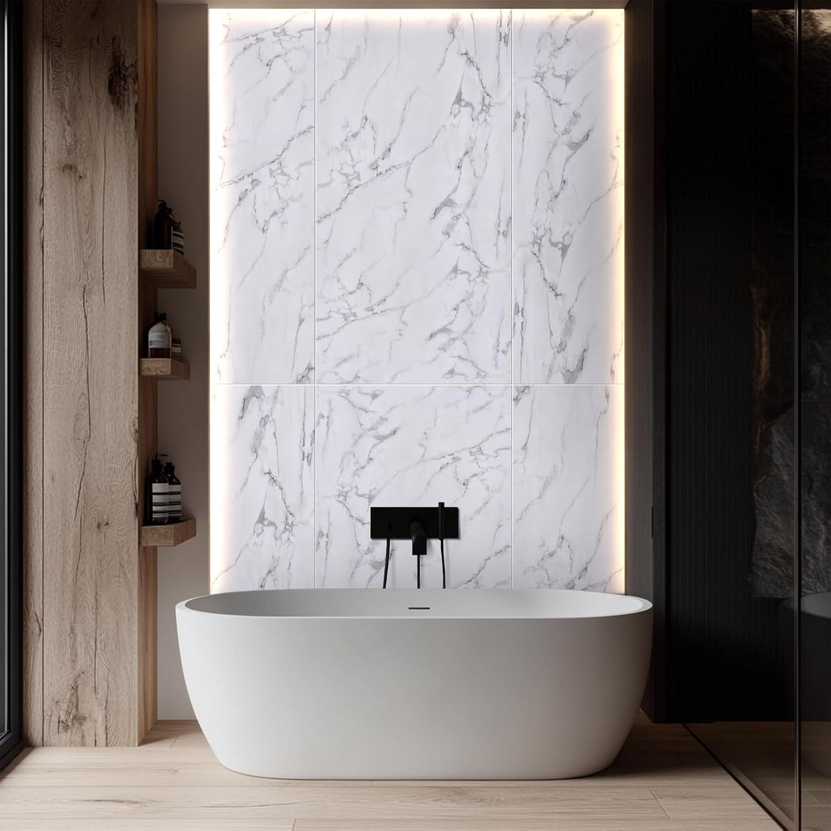 LoXus PVC Wandpaneel 120x60 cm–Marmoroptik,Küchenrückwand & Spritzschutz, wasserfest & hitzebeständig, 1 Panel