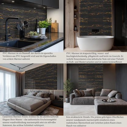 LoXus PVC Wandpaneel 120x60 cm–Marmoroptik,Küchenrückwand & Spritzschutz, wasserfest & hitzebeständig, 1 Panel