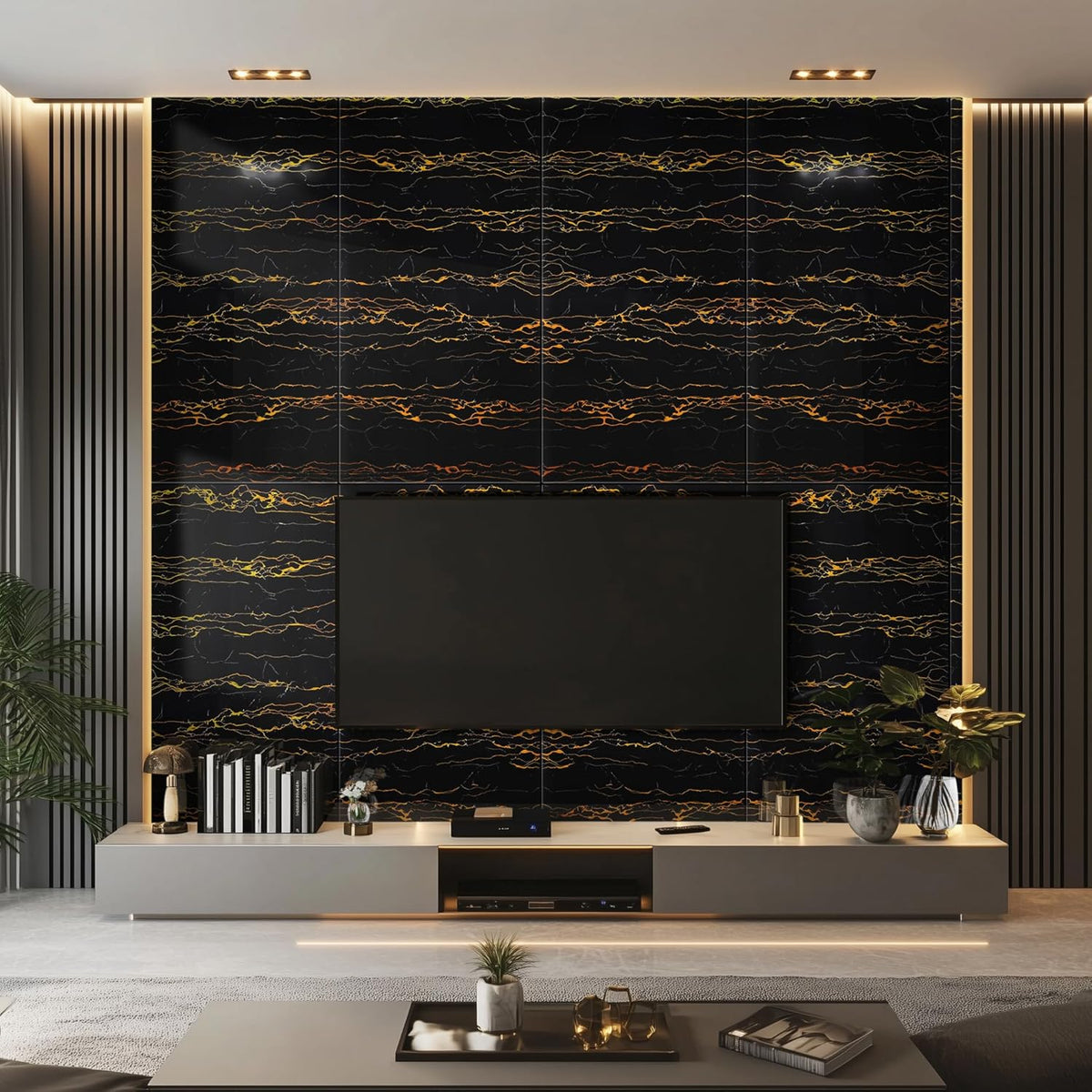 LoXus PVC Wandpaneele 120x60 cm, 4er Set – Marmoroptik, Küchenrückwand & Spritzschutz, wasserfest & hitzebeständig