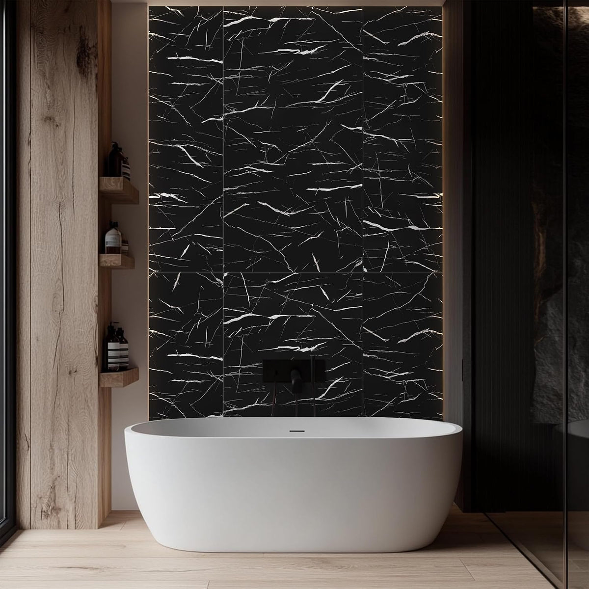 LoXus PVC Wandpaneele 120x60 cm, 4er Set – Marmoroptik, Küchenrückwand & Spritzschutz, wasserfest & hitzebeständig