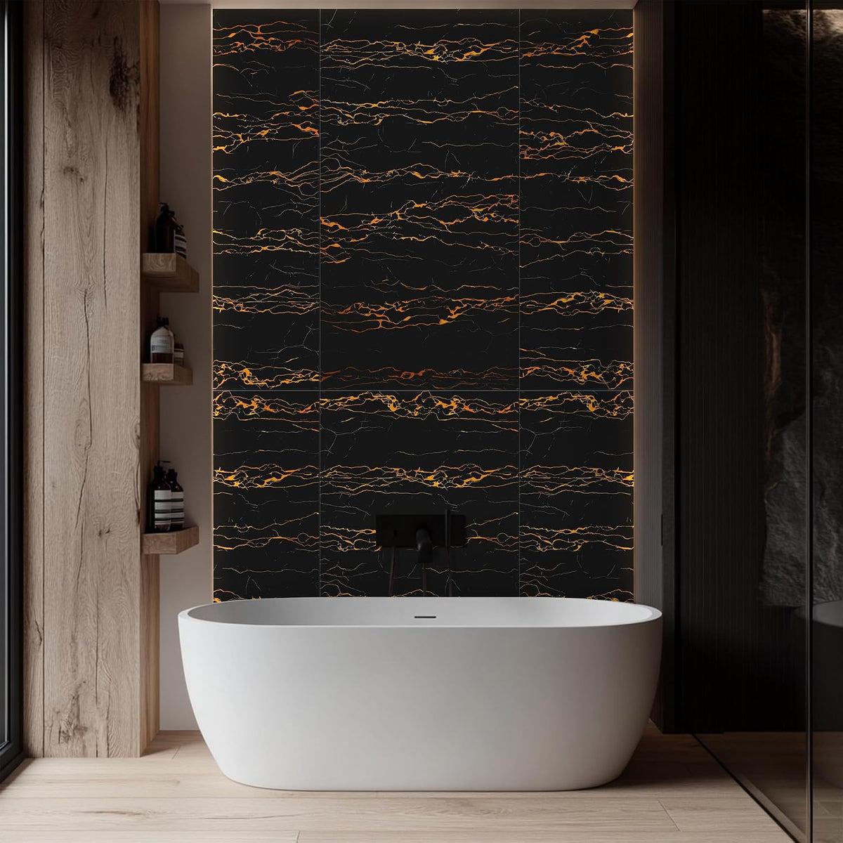LoXus PVC Wandpaneele 120x60 cm, 4er Set – Marmoroptik, Küchenrückwand & Spritzschutz, wasserfest & hitzebeständig