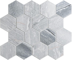 LoXus Mosaikfliesen Sechseck 29x25 cm, 10er Set – Selbstklebende 3D Fliesenaufkleber in Steinoptik, wasserfest für Küche, Bad & Spritzschutz