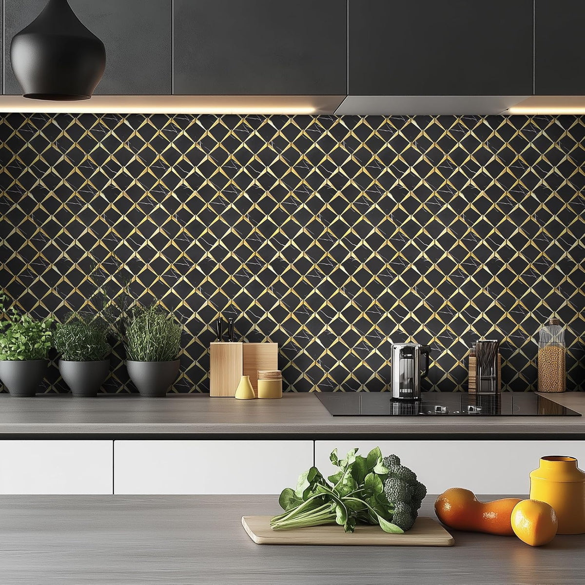 LoXus Mosaikfliesen Sechseck 29x25 cm, 10er Set – Selbstklebende 3D Fliesenaufkleber in Steinoptik, wasserfest für Küche, Bad & Spritzschutz